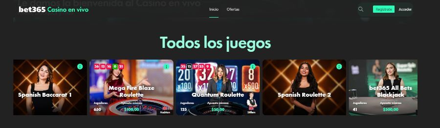 Juegos de casino en vivo bet365