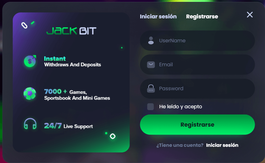 Registro en Jackbit