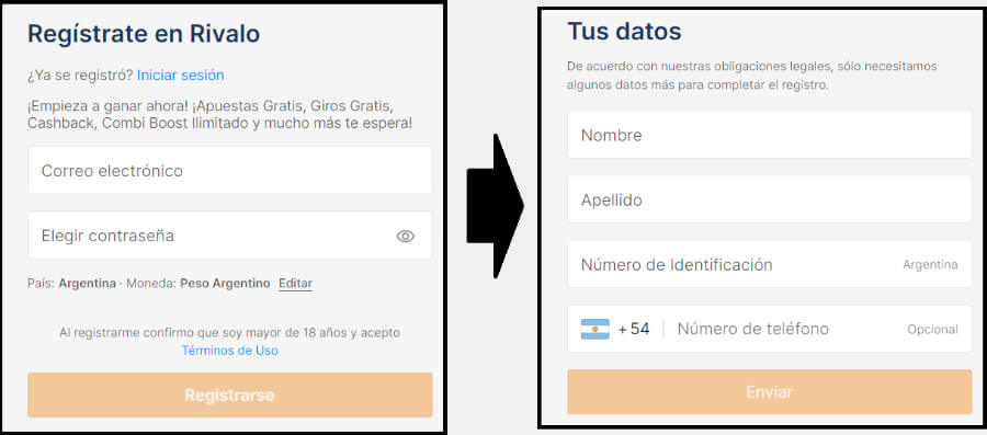 Registro en Rivalo