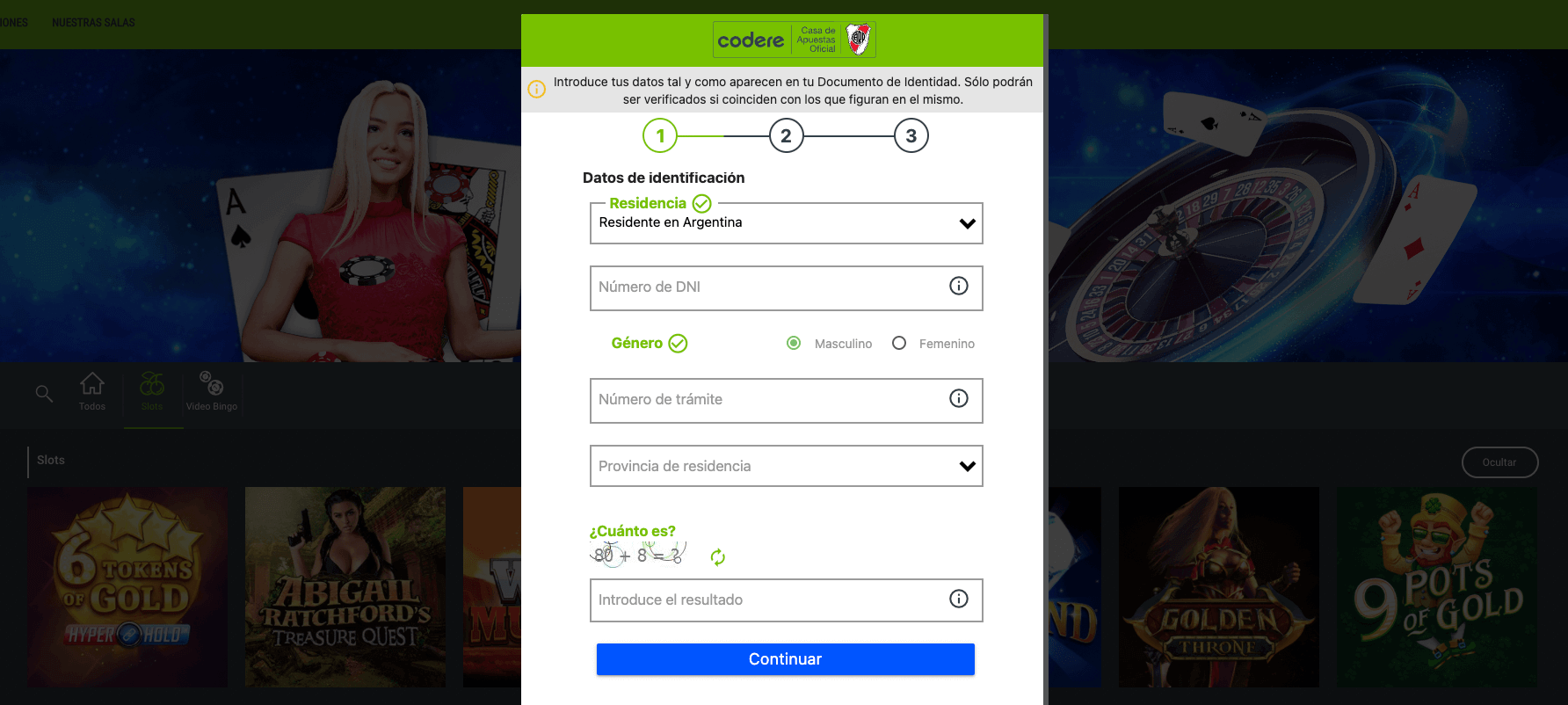 Registro en Codere