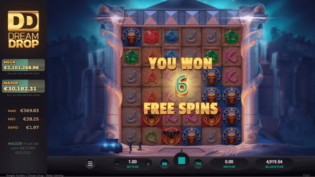 Giros gratis en Temple Tumble 2