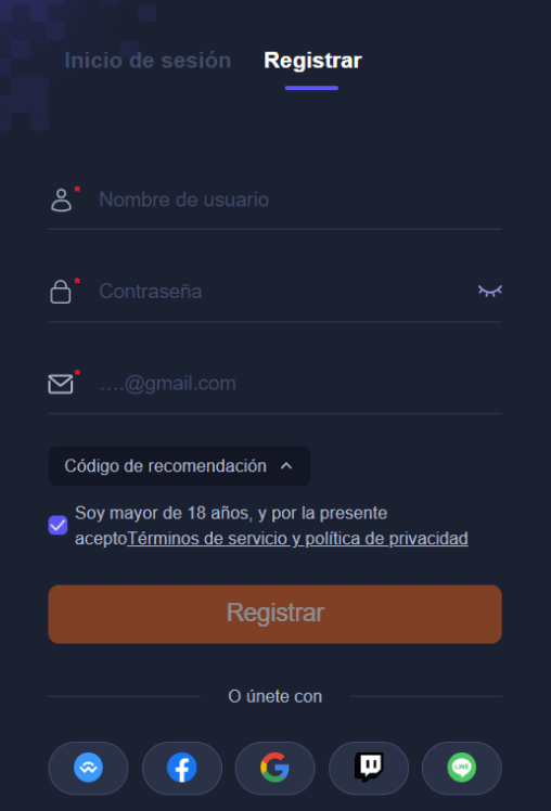 Registro en K8.io