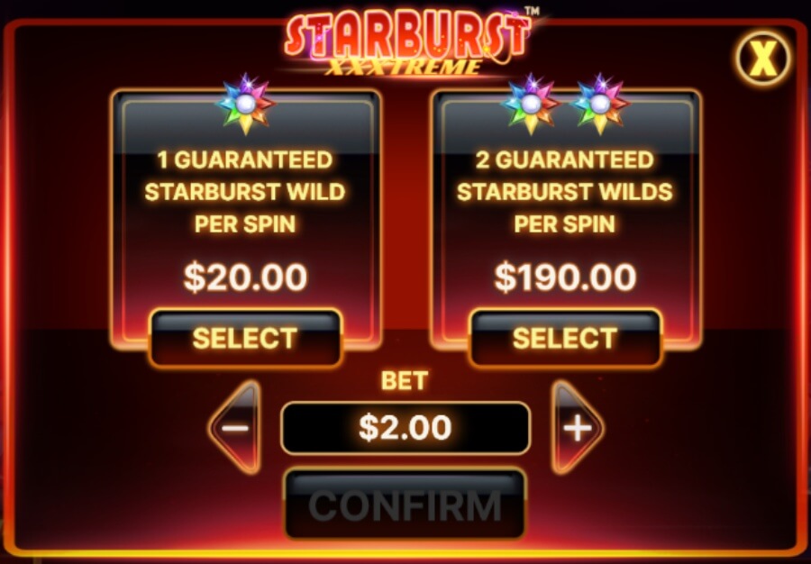 Compra de bono de Starburst XXXtreme