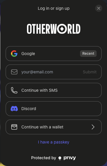 Registro en Otherworld