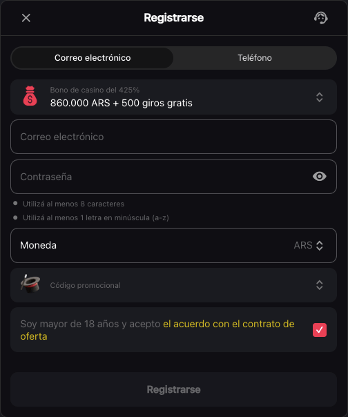 registro fragabet correo electronico