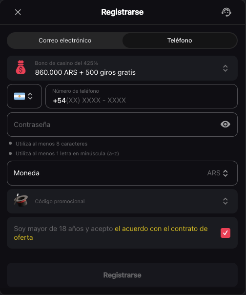 registro fragabet telefono