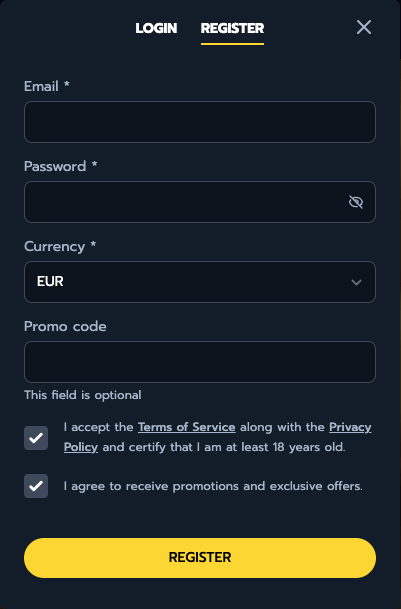 Registro en MaxCasino
