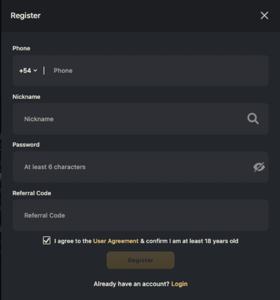 registrar una cuenta en Oncasino
