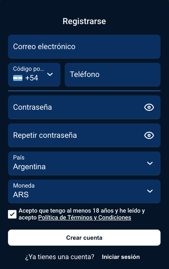 Registro en Topaciobet casino online en Argentina