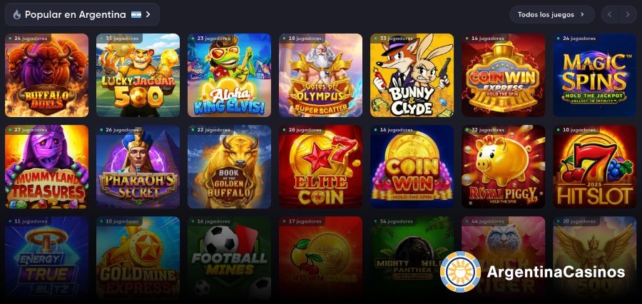 Selección de las tragamonedas y slots más populares en Argentina dentro de Spinarium Casino en ArgentinaCasinos.com