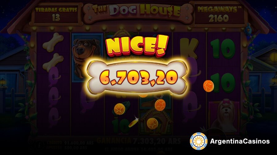Gran ganancia en pesos argentinos en el slot online The Dog House Megaways, destacada como una de las tragamonedas que más pagan