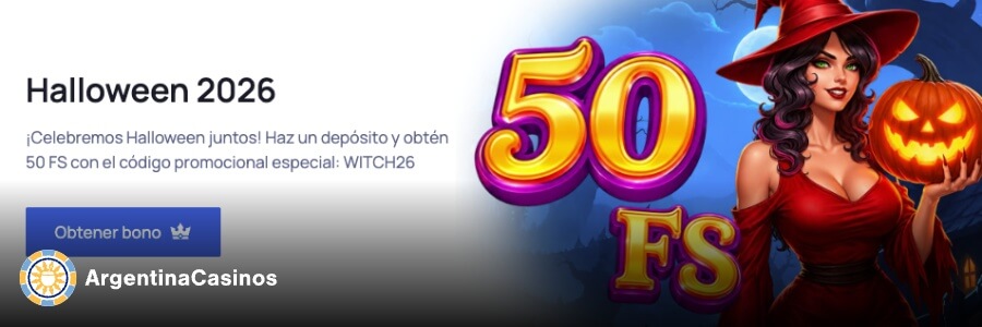 Bono de 50 giros gratis de Halloween en Win.bet Argentina con código promocional más logo de ArgentinaCasinos